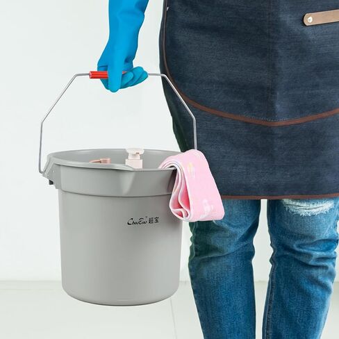 4 عبوات من البلاستيك سعة 3.5 جالون سطل دائري متعدد الاستخدامات بمقبض، دلاء تجارية، رمادي in Kuwait