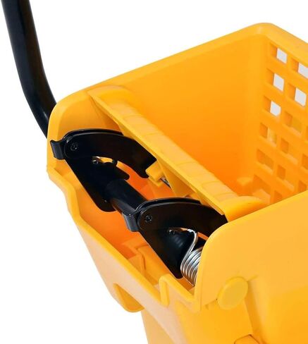 S AFSTAR 32L/8.5 Gallons Mop Bucket with Wringer on Wheels, Commercial Mop Bucket with Wheels & Potable Handle, Industrial Mop Wringer Bucket for Home Office Market Restaurant Hotel (Yellow) in Kuwait