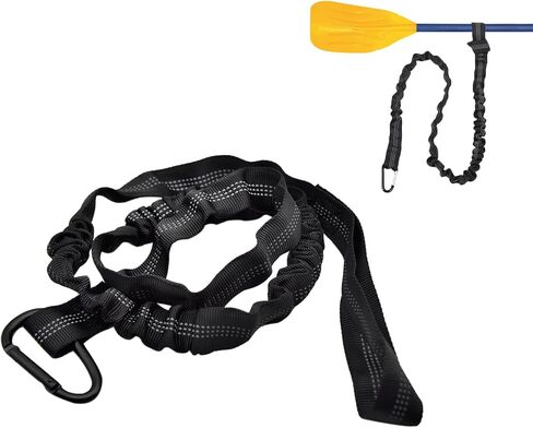 1 Pcs Paddle Leash Kayaking Stretchable Kayak Paddle Holder Tool Lanyard Black Kayak Rod Leash with Carabiner in Saudi Arabia