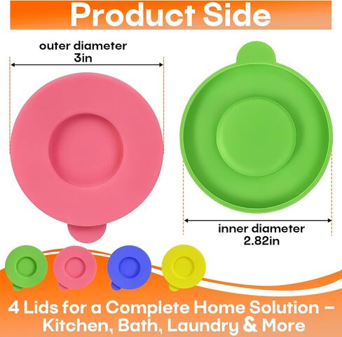 4-Pack Silicone Powder Cleanser Lids, Silicone Cover for Cleaning Powder Compatible with Bar Keepers Friend, Comet, Ajax & Bon Ami (Fits 12oz & 21oz Cans), Assorted Colors in Saudi Arabia