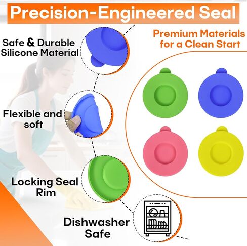 4-Pack Silicone Powder Cleanser Lids, Silicone Cover for Cleaning Powder Compatible with Bar Keepers Friend, Comet, Ajax & Bon Ami (Fits 12oz & 21oz Cans), Assorted Colors in Saudi Arabia