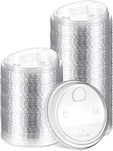 50 قطعة من الأغطية البلاستيكية الشفافة الخالية من القش تناسب أكواب الشرب الباردة أو القهوة أو البيرة أو الكوكتيل أو النبيذ أو المشروبات (شفافة، 98 مم) in Kuwait