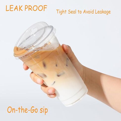 50 قطعة من الأغطية البلاستيكية الشفافة الخالية من القش تناسب أكواب الشرب الباردة أو القهوة أو البيرة أو الكوكتيل أو النبيذ أو المشروبات (شفافة، 98 مم) in Kuwait