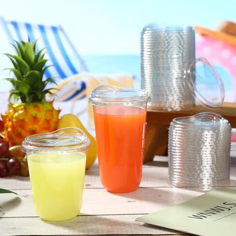 50 قطعة من الأغطية البلاستيكية الشفافة الخالية من القش تناسب أكواب الشرب الباردة أو القهوة أو البيرة أو الكوكتيل أو النبيذ أو المشروبات (شفافة، 98 مم) in Kuwait