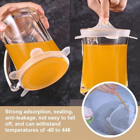 6PCS Reusable Silicone Stretch Lids for Food Storage in Fridge, Heat-Resistant Microwave Food Cover for Cups, Cans, Bowls and Dish, Fit 2.16" - 6.3" Container in Saudi Arabia