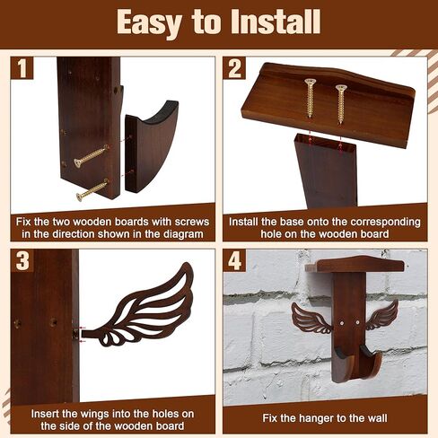 Guitar Wall Mount, Dark Brown Guitar Hanger Wall Mount, Suitable for Most Sizes of Electric Guitars, Acoustic Guitars and Ukuleles in Saudi Arabia