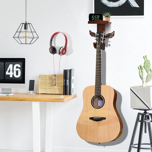 Guitar Wall Mount, Dark Brown Guitar Hanger Wall Mount, Suitable for Most Sizes of Electric Guitars, Acoustic Guitars and Ukuleles in Saudi Arabia