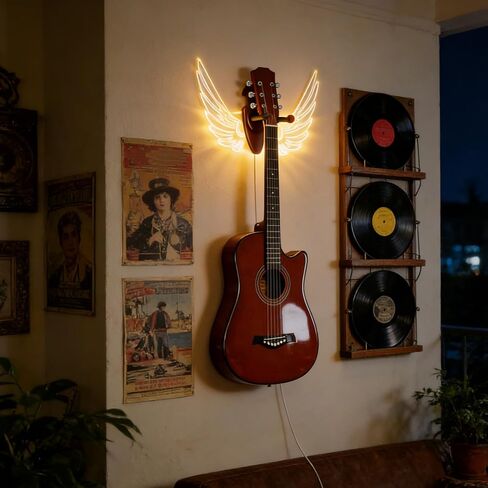 ETELI جيتار جدار جبل مع حامل اختيار الخشب جيتار جدار شماعات مع الاكريليك أدى ضوء جيتار حامل جدار جبل للصوت، الكهربائية، باس والقيثارة in Kuwait