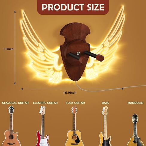 ETELI جيتار جدار جبل مع حامل اختيار الخشب جيتار جدار شماعات مع الاكريليك أدى ضوء جيتار حامل جدار جبل للصوت، الكهربائية، باس والقيثارة in Kuwait