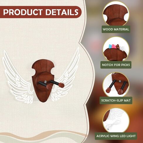 ETELI جيتار جدار جبل مع حامل اختيار الخشب جيتار جدار شماعات مع الاكريليك أدى ضوء جيتار حامل جدار جبل للصوت، الكهربائية، باس والقيثارة in Kuwait