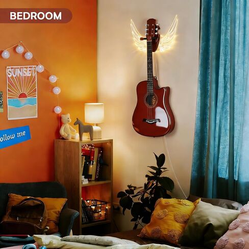 ETELI جيتار جدار جبل مع حامل اختيار الخشب جيتار جدار شماعات مع الاكريليك أدى ضوء جيتار حامل جدار جبل للصوت، الكهربائية، باس والقيثارة in Kuwait