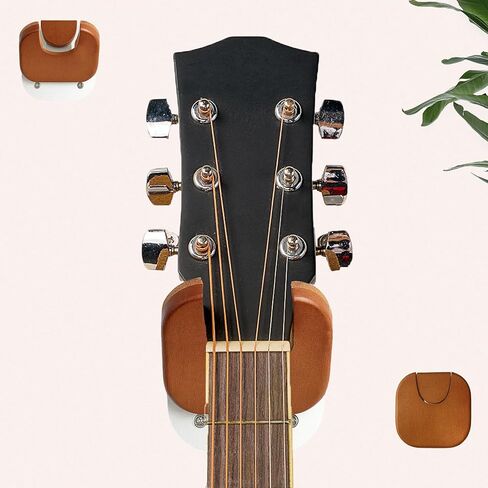 جيتار قابل للطي على الحائط مصنوع من الخشب الصلب وقابل للتعديل للجيتار الكهربائي الصوتي، والباس، والقيثارة، والبانجو - موفر للمساحة، وتصميم أنيق وآمن (بني) in Kuwait