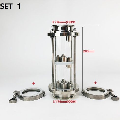 3"(76mm) OD91 Column with 3pcs 304 Stainless Steel Bubble Plates,3-Layer Glass Rectification Column (Set 4) in Saudi Arabia
