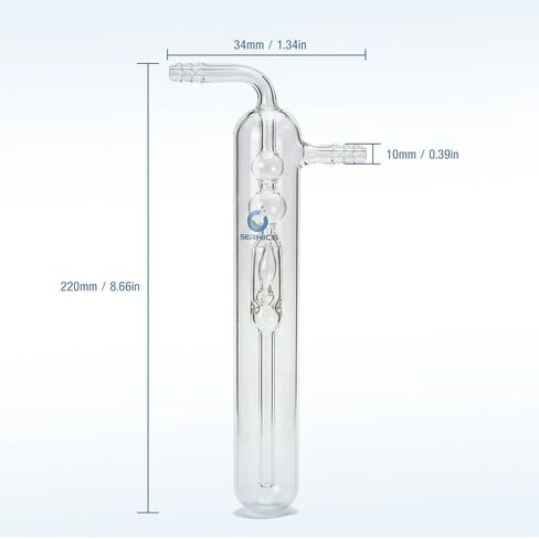 Borosilicate Glass Oil Bubbler with Anti-Suck-Back & Pressure Relief,185 mm Height, 26 mm Body OD, 10mm Inlet 8mm Outlet, Clear Safety Bubbler for Chemistry Laboratory,1set in Kuwait