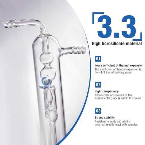 Borosilicate Glass Oil Bubbler with Anti-Suck-Back & Pressure Relief,185 mm Height, 26 mm Body OD, 10mm Inlet 8mm Outlet, Clear Safety Bubbler for Chemistry Laboratory,1set in Kuwait