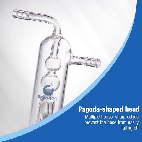 Borosilicate Glass Oil Bubbler with Anti-Suck-Back & Pressure Relief,185 mm Height, 26 mm Body OD, 10mm Inlet 8mm Outlet, Clear Safety Bubbler for Chemistry Laboratory,1set in Kuwait