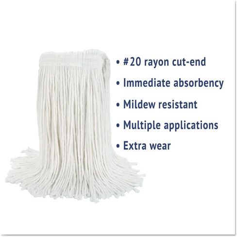 Boardwalk BWK2020REA #20 Cut-End Rayon Wet Mop Head - White in Saudi Arabia