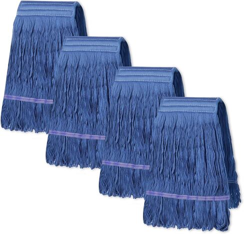 Heavy Duty Commercial Mop Head Replacement, Wet Industrial Cotton Looped End Mop Refills for Floor Cleaning and Replacement Heads (Blue 4Pcs) in Saudi Arabia