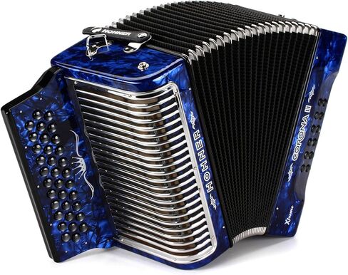 Hohner Corona II Xtreme Diatonic Accordion - مفاتيح F/Bb/Eb - أزرق داكن لؤلؤي in Kuwait