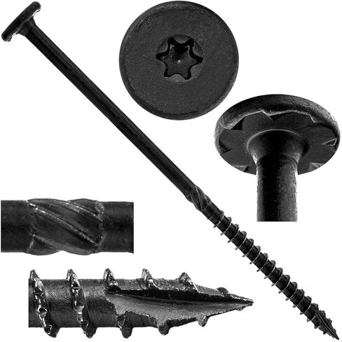 Jake Sales 15x6 Black Wafer Head Structural Lag Screws. Used for Log Construction, Timber Framing, Laminated Beams and Pole Barns Among Other Uses. T-30 Torx/Star Drive (Full Box 450 Screw Count) in Saudi Arabia