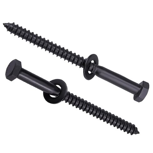 10-Sets 1/4 x 4 Hex Lag Screws and 1/4" ID Flat Washers, 304 Stainless Steel 18/8, Black Coated, Heavy Duty Wood Screws for Deck/Fence/Floor, by AOESIN in Saudi Arabia
