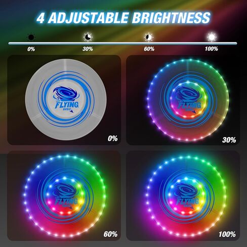 2 حزمة من الأقراص الطائرة المضيئة للأطفال، 45 مصباح LED، 14 وضع إضاءة، حلقة طيران قابلة لإعادة الشحن تتوهج في الظلام للشاطئ، والتخييم، واللعب في الهواء الطلق، وألعاب رياضية للمراهقين والأولاد والبالغين in Kuwait