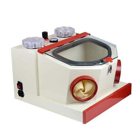 أداة تفجير الرمل ذات القلم المزدوج المزودة بجهاز تحكم بالقدم ومصباح LED - تتضمن نافذة عرض كبيرة وكوبين بلاستيكيين in Kuwait