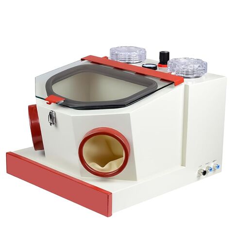 أداة تفجير الرمل ذات القلم المزدوج المزودة بجهاز تحكم بالقدم ومصباح LED - تتضمن نافذة عرض كبيرة وكوبين بلاستيكيين in Kuwait