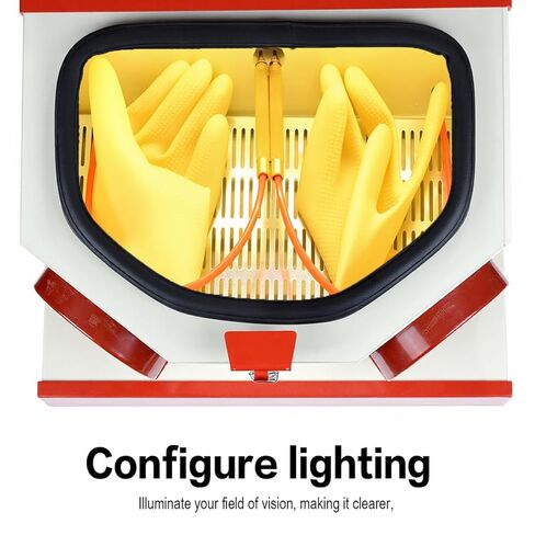 أداة تفجير الرمل ذات القلم المزدوج المزودة بجهاز تحكم بالقدم ومصباح LED - تتضمن نافذة عرض كبيرة وكوبين بلاستيكيين in Kuwait