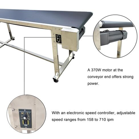 TECHTONGDA PVC Belt Conveyor 177×11.8 Inches Stainless Steel ‌Adjustable Speed Double Guardrail Electric with Non-Slip Rubber Base with Support Roller 110lbs Load in Kuwait