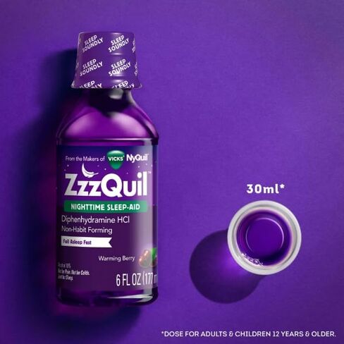 ZzzQuil Vicks Nighttime Sleep-Aid Liquid Warming Berry Flavor - 6 Oz, 2 Pack in Kuwait