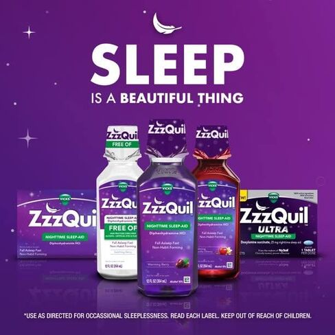 ZzzQuil Vicks Nighttime Sleep-Aid Liquid Warming Berry Flavor - 6 Oz, 2 Pack in Kuwait