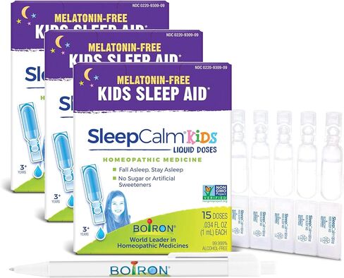Boiron SleepCalm Kids Liquid Doses -15 Count (Pack of 3) Bundle with Pen - Sleep Aid for Deep, Relaxing, Restful Nighttime Sleep - Melatonin-Free and Non Habit-Forming in Kuwait