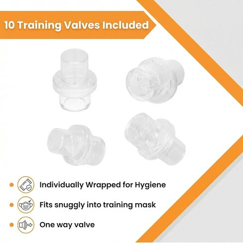 CPR Training Mask Set of 12 with 12 One-Way Valves – Pocket Resuscitator Masks for Adult & Infant CPR Practice, Reusable Training Masks for First Aid, EMT, AED, Lifeguard & CPR Classes in Kuwait