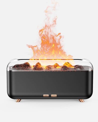 موزع روائح الزيوت العطرية، موزع روائح العلاج العطري لهب الموقد، 500 مل، مرطب عطري للمنزل مع 8 ألوان ضوء ليلي، مؤقت، إيقاف تلقائي، موزع رائحة بدون ضوضاء لغرفة النوم، المكتب، اليوغا in Kuwait