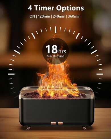 موزع روائح الزيوت العطرية، موزع روائح العلاج العطري لهب الموقد، 500 مل، مرطب عطري للمنزل مع 8 ألوان ضوء ليلي، مؤقت، إيقاف تلقائي، موزع رائحة بدون ضوضاء لغرفة النوم، المكتب، اليوغا in Kuwait