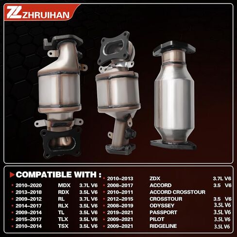 Catalytic Converter Kit for with 2008-2017 Accord、2008-2019 Odyssey、Pilot、Crosstour、 Accord Crosstour、Passport、Ridgeline 3.5L & 2010-2020 MDX、TL、TLX 、TSX、ZDX、RDX、RL、RXL 3.5L,OE 16658,EPA Compliant in Kuwait