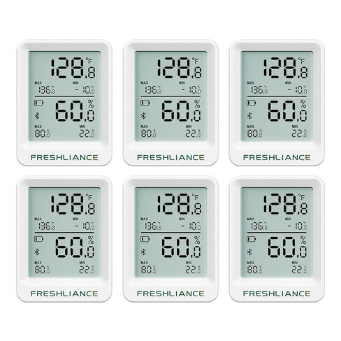 Freshliance Bluetooth Temperature Humidity Data Logger Recorder, Refrigerator Freezer Thermometer Hygrometer, Digital Remotely Temperature Humidity Monitor with APP Data Analysis, BlueTag TH20, 6pack in Kuwait