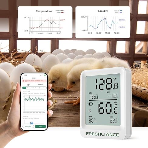 Freshliance Bluetooth Temperature Humidity Data Logger Recorder, Refrigerator Freezer Thermometer Hygrometer, Digital Remotely Temperature Humidity Monitor with APP Data Analysis, BlueTag TH20, 6pack in Kuwait