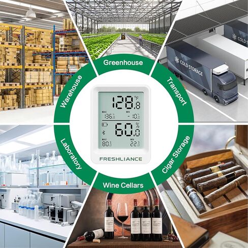 Freshliance Bluetooth Temperature Humidity Data Logger Recorder, Refrigerator Freezer Thermometer Hygrometer, Digital Remotely Temperature Humidity Monitor with APP Data Analysis, BlueTag TH20, 6pack in Kuwait