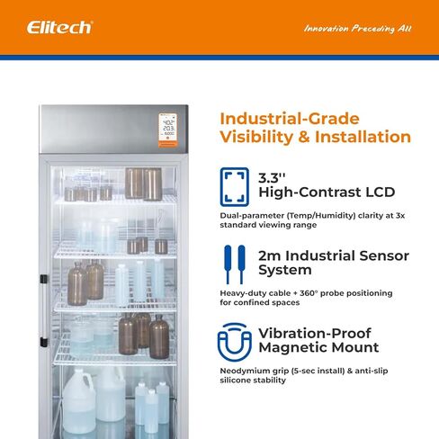 Elitech ISO 17025 Certified Bluetooth Data Logger Ultra Low Temperature Humidity with 100000 Points Data Storage Export, Pharmacy Vaccine DDL, MAX MIN AVR MKT, GSP-6Pro-TLE-ISO in Kuwait