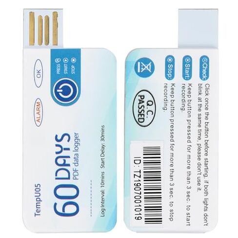 5 قطع مسجل درجة حرارة USB للاستعمال مرة واحدة، مسجل بيانات بسعة 10000 بيانات، دقة عالية ±0.5 درجة مئوية للأغذية والمنتجات الكيميائية صغيرة الحجم in Saudi Arabia