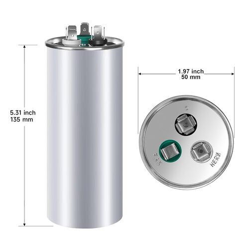 [UL Recognized] FOCSPROD 45+5 uF 45/5 MFD ±6% 370V/440V CBB65B Dual Run Round Capacitor for AC Unit Fan Motor Start, Heat Pump or Condenser, HVAC A/C Replacement Run Start Capacitor in Kuwait