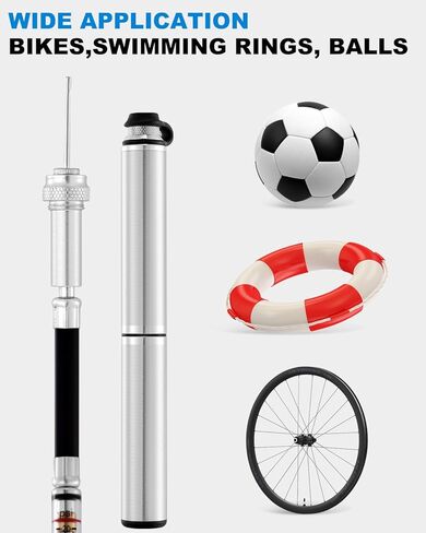 مضخة دراجة صغيرة مع مقياس من JULAI، مضخة إطار يدوية محمولة - منفاخ إطار الدراجة بإبرة كروية - تناسب صمامات بريستا وشرايدر - خفيفة الوزن لدراجات الطرق الجبلية ودراجات BMX - ضغط عالي 160 رطل لكل بوصة مربعة in Kuwait