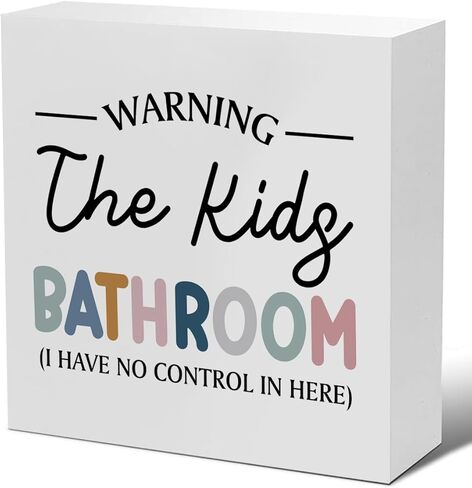 Funny Bathroom Sign Life Is Short Lick the Bowl Wooden Sign Farmhouse Home Kitchen Decor for Desk Table Shelf Tabletop, 5 x 5 Inches in Kuwait