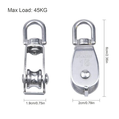 4Pcs 304 Stainless Steel M15 Silver Single Pulley, M15 Lifting Single Pulley Block, Wire Rope Hanging Wire Towing Wheel, Heavy Duty Single Wheel Swivel Lifting Rope Pulley Block in Saudi Arabia