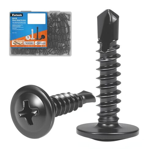 #8x1/2 Inch Sheet Metal Screws, 240pcs 410 Stainless Steel Truss Head Fast self-Tapping Screws for Metal (Dakro Black) in Saudi Arabia