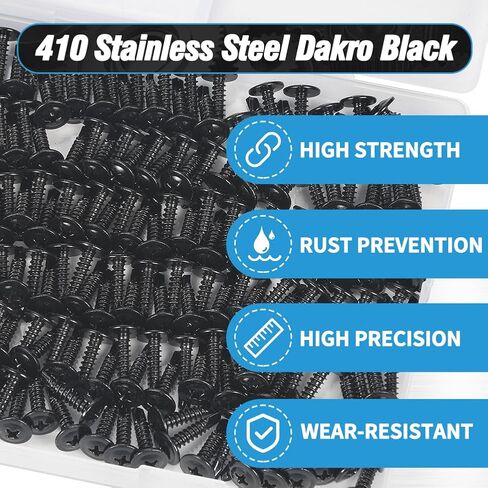 #8x1/2 Inch Sheet Metal Screws, 240pcs 410 Stainless Steel Truss Head Fast self-Tapping Screws for Metal (Dakro Black) in Saudi Arabia