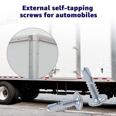 #10 x 3/4" Trailer Exterior Self Tapping Screws - Zinc Coated Truss Head Self Tapping Sheet Metal Screws - Compatible with Enclosed Trailers(200 Pack) in Kuwait