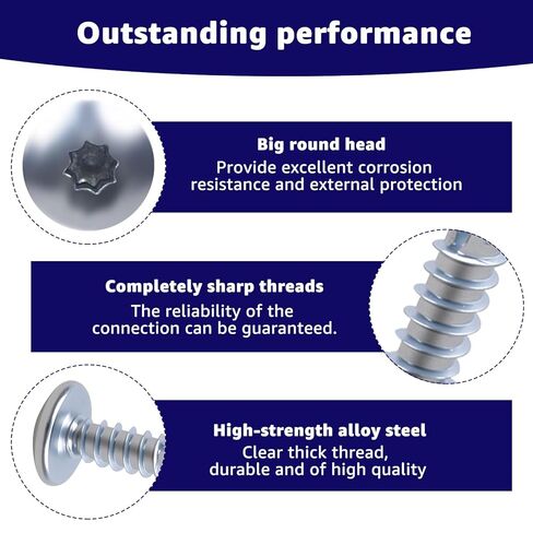 #10 x 3/4" Trailer Exterior Self Tapping Screws - Zinc Coated Truss Head Self Tapping Sheet Metal Screws - Compatible with Enclosed Trailers(200 Pack) in Kuwait